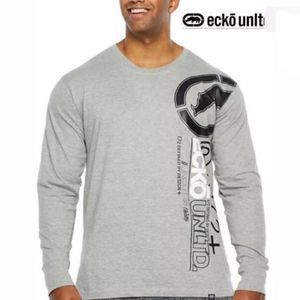 NWT Ecko Unltd Black Grey Long Sleeve Logo T-Shirt